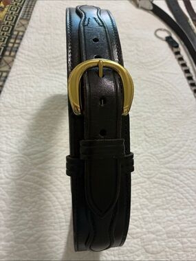 Don Hume , 34 , 2 inches wide,Men's Black utility Leather Belt with  brass bucke